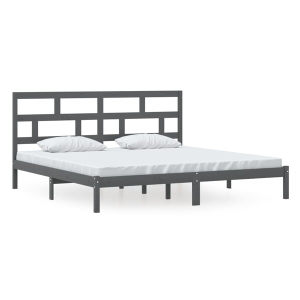 vidaXL Cadre de lit sans matelas Gris Bois de pin massif 200x200 cm
