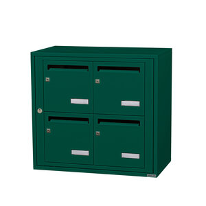 Bloc collectif Leabox 2x2 grade 3 simple face intérieur fixation murale vert mousse ral 6005 finition brillante