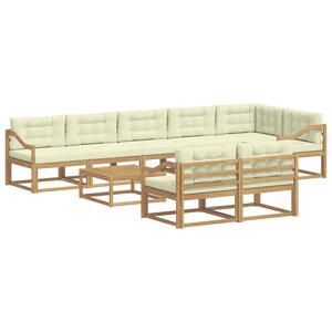 vidaXL Ensemble de canapés d'extérieur 9 pc Blanc et crème Polyester