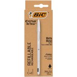 Stylo à Bille Cristal RE'NEW Corps Métal + 2 Recharges Noir BIC
