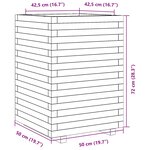 vidaXL Jardinière 50x50x72 cm bois de pin massif