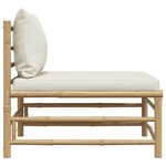 vidaXL Canapé central de jardin avec coussins blanc crème Bambou