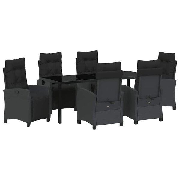 vidaXL Ensemble de salle à manger pour jardin 7 Pièces Noir polyrotin
