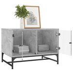 vidaXL Table basse avec portes en verre gris béton 68 5x50x50 cm