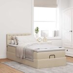 vidaXL Cadre de lit ottoman avec matelas crème 80x200 cm tissu