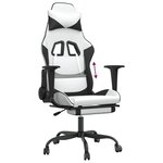 vidaXL Chaise de jeu avec repose-pied Blanc et noir Similicuir