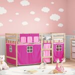 vidaXL Lit mezzanine enfants avec rideaux sans matelas rose 90x200cm