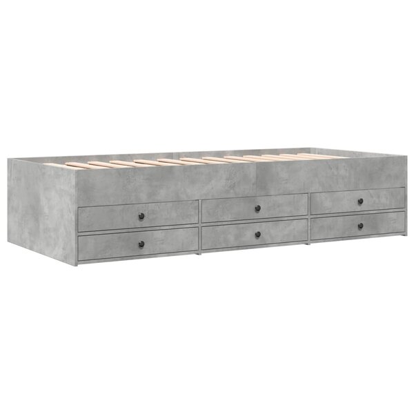 vidaXL Lit de jour et tiroirs gris béton 90x190 cm bois d'ingénierie