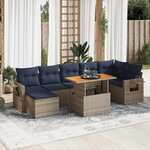 vidaXL Salon de jardin 8 Pièces avec coussins gris résine tressée
