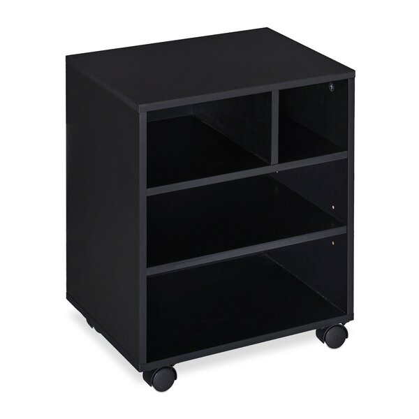 Caisson à roulettes mobile bureau rangement pratique 60 x 40 x 40 cm en bois noir 13_0009887