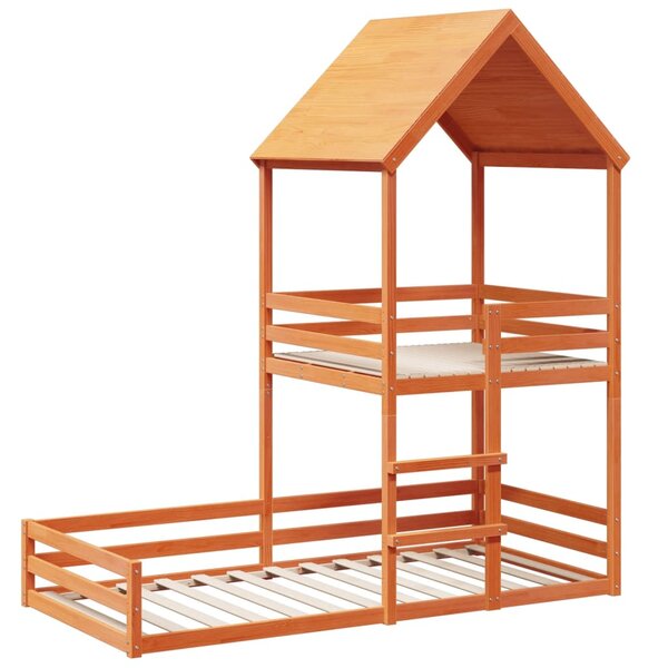 vidaXL Lit superposé sans matelas cire marron 90x190 cm pin massif