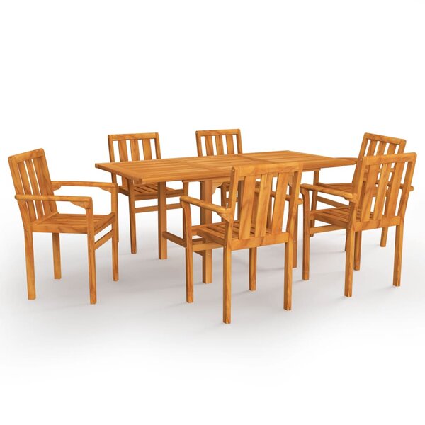 vidaXL Ensemble à manger de jardin 7 Pièces Bois de teck massif