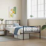 vidaXL Cadre de lit métal sans matelas avec pied de lit noir 75x190 cm