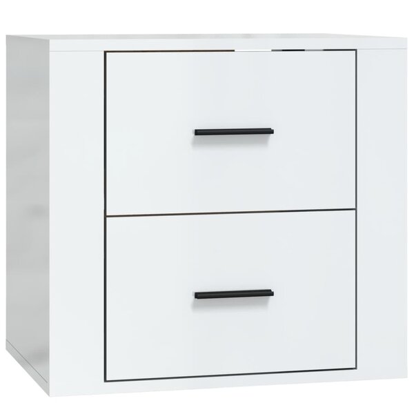 vidaXL Table de chevet murale Blanc brillant 50x36x47 cm