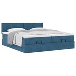 VidaXL Cadre de lit ottoman avec matelas bleu foncé 180x200 cm velours