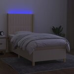 vidaXL Sommier à lattes de lit matelas et LED Crème 90x200 cm Tissu