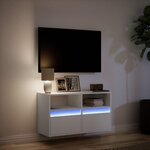 vidaXL Meuble TV mural avec lumières LED blanc 80x31x45 cm