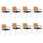 vidaXL Chaises de jardin lot de 8 avec coussins Bois d'acacia solide