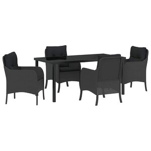 vidaXL Ensemble de salle à manger pour jardin 5 Pièces Noir polyrotin