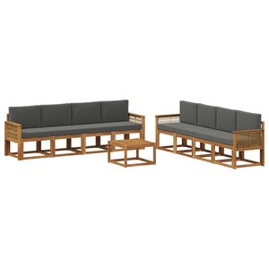 vidaXL Ensemble de canapés d'extérieur 9 Pièces Naturel et Anthracite