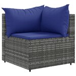 vidaXL Salon de jardin 5 Pièces avec coussins Gris Résine tressée