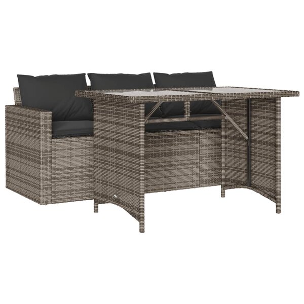 vidaXL Ensemble à manger de jardin et coussins 2 Pièces gris rotin