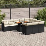 vidaXL Salon de jardin 11 Pièces avec coussins noir résine tressée