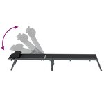 vidaXL Chaise Longue Noire Acier  Textilène Simple Accoudoirs réglables
