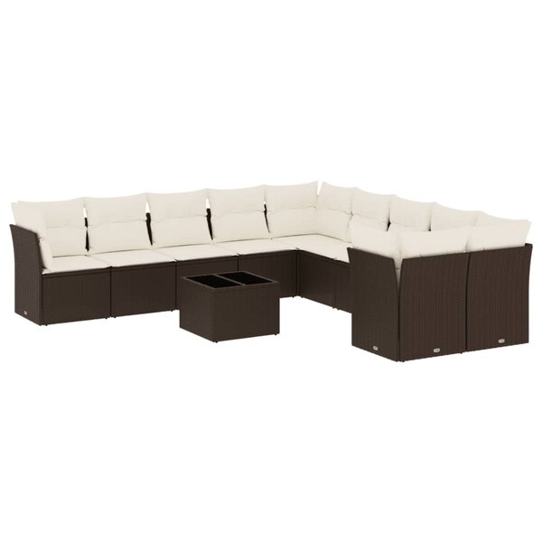 vidaXL Salon de jardin et coussins 11 Pièces marron résine tressée