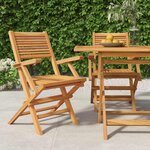 vidaXL Chaises de jardin pliantes lot de 2 55x62x90cm bois massif teck