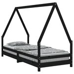 vidaXL Cadre de lit pour enfants noir 80x200 cm bois de pin massif