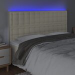 vidaXL Tête de lit à LED Crème 160x5x118/128 cm Similicuir