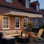 vidaXL Cadre de store manuel avec LEDs Jaune et blanc 3 x 2 5 m