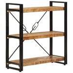 vidaXL Bibliothèque 3 niveaux 77x30x80 cm bois massif manguier et fer