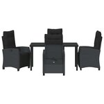 vidaXL Ensemble de salle à manger pour jardin 5 Pièces Noir polyrotin