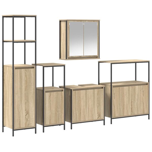 vidaXL Ensemble de mobilier de salle de bain avec étagère 5 Pièces