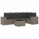 vidaXL Salon de jardin 6 Pièces avec coussins gris résine tressée