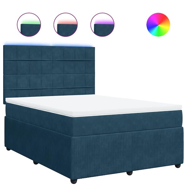 vidaXL Sommier à lattes de lit et matelas bleu 140x200 cm velours