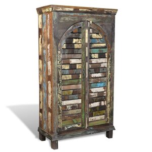 vidaXL Bibliothèque multicolore 3 étagères et 2 portes Bois récupéré