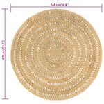 Vidaxl tapis fait à la main jute tressée 240 cm