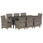 vidaXL Ensemble de salle à manger pour jardin 9 Pièces Gris polyrotin