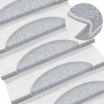 vidaXL Tapis d'escalier 20 pièces 56 x 17 x 3 cm Gris clair Demi-rond