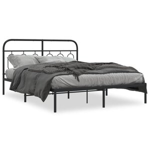 vidaXL Cadre de lit métal sans matelas avec tête de lit noir 140x190cm