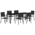 vidaXL Ensemble de jardin 7 pièces Noir en Poly Rattan