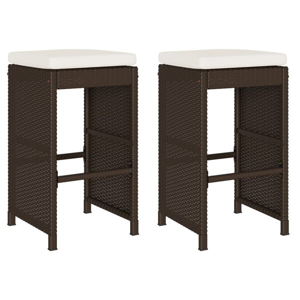vidaXL Tabourets de bar jardin coussins lot de 2 marron résine tressée