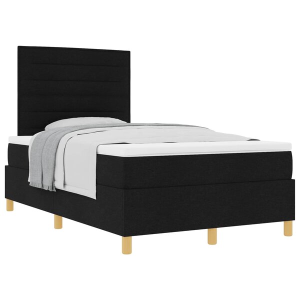 vidaXL Lit à ressorts avec matelas Noir 120 x 190 cm tissu