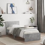 vidaXL Cadre de lit sans matelas avec tête de lit gris béton 90x200 cm
