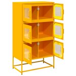 vidaXL Buffet haut jaune moutarde 68x39x123 cm acier