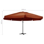 Vidaxl parasol d'extérieur avec mât en aluminium 600 cm terre cuite