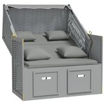 vidaXL Strandkorb avec coussins Résine tressée et bois solide Gris